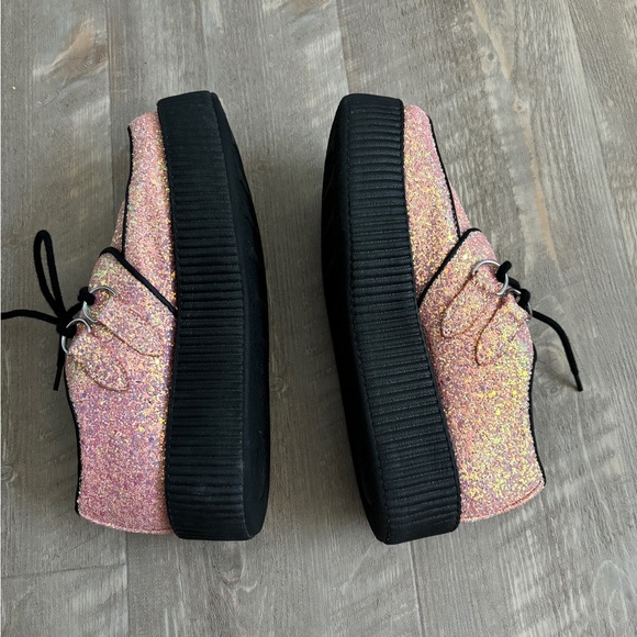 Pink glitter mondo platform creepers by T.U.K women’s size 8 men’s 6 - Picture 6 of 9